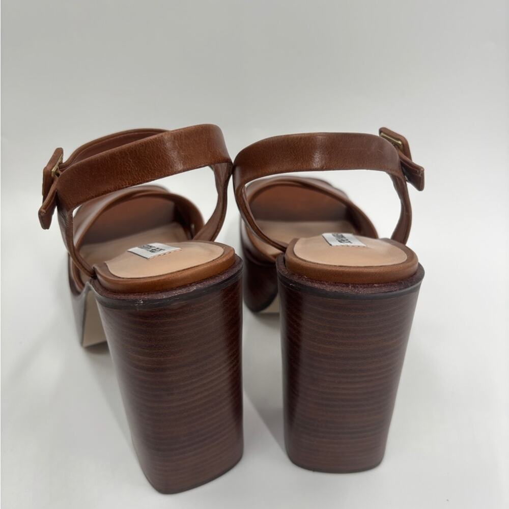 Steve Madden Womens Dayana Brown Adjustable Leather Platform Sandals New - Picture 5 of 7